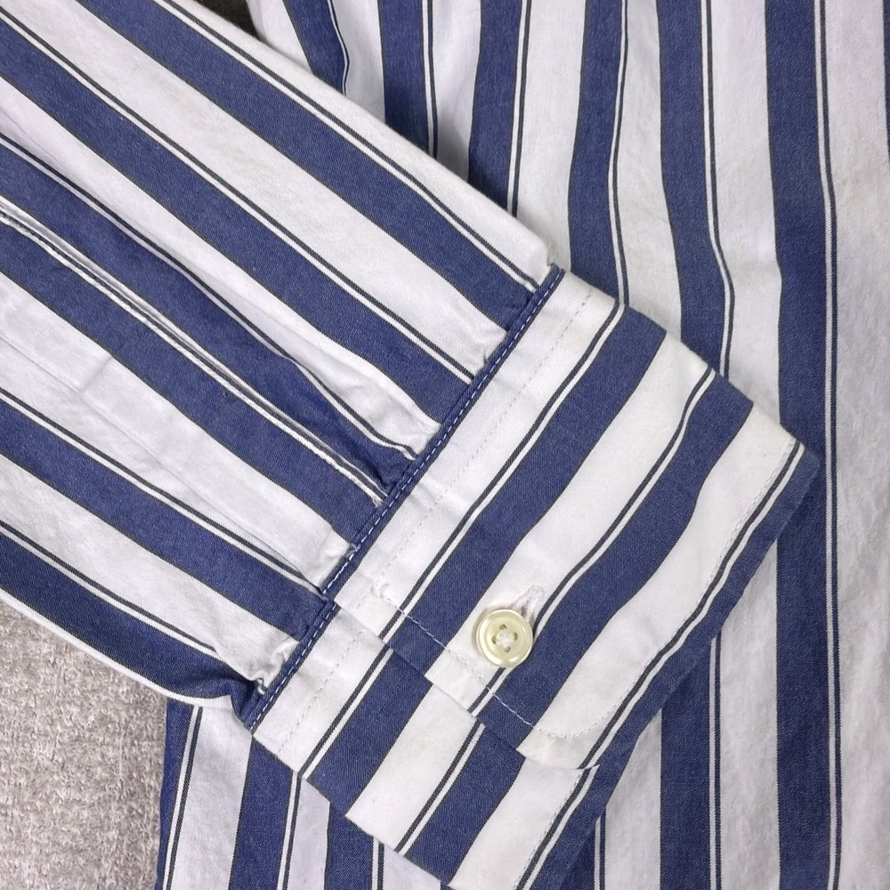 GAP Womens M Blue White Striped Button Down "Perfect Shirt" 100% Cotton Classic - Picture 4 of 14